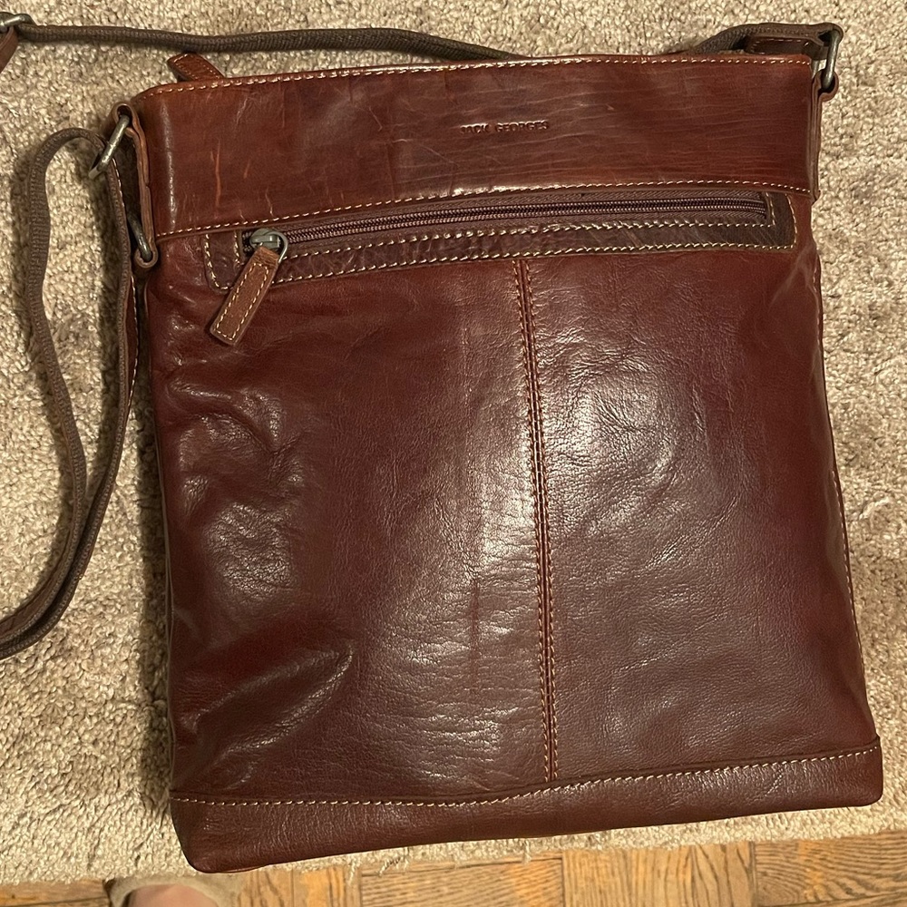Nwt Jack Georges real leather brown crossbody messenger bag. - Picture 2 of 12